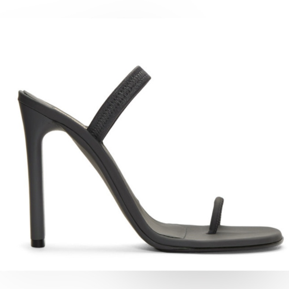 Yeezy Sling back Grey Matte Rubberized  Leather Slip On Sandals  Size 38.
